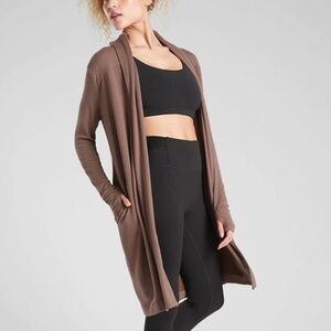 Athleta Canopy Wrap in Nirvana Duster Open Cardigan Mineral Brown XS